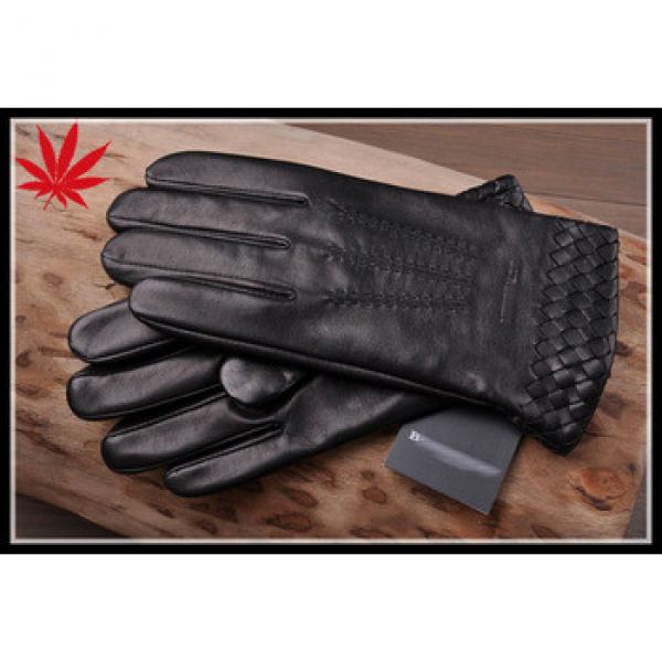 Cutomized leather gloves for men with weaving on the cuff #1 image