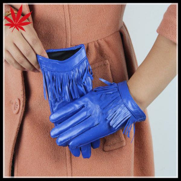 Fashion tight short style leather gloves with tassel for women #1 image