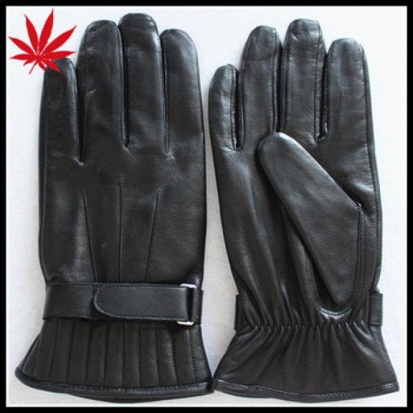 Fashion mens leather gloves with leather belt black #1 image