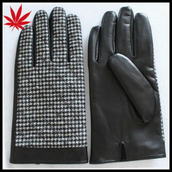 Men&#39;s cheap leather gloves with cloth fabric on the back #1 image