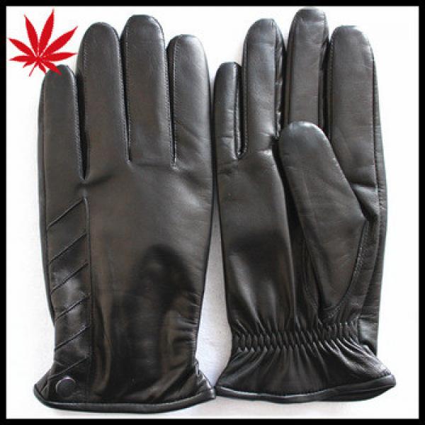 Winter gloves black sheep skin color tight leather gloves #1 image