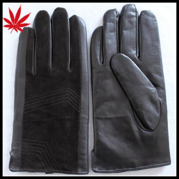 Gentlemen black gloves leather with pigsuede and sheepskin combined gloves #1 image