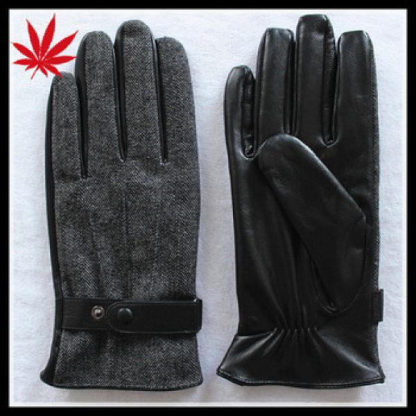 Fake leather mens gloves cheap price with cloth fabric #1 image