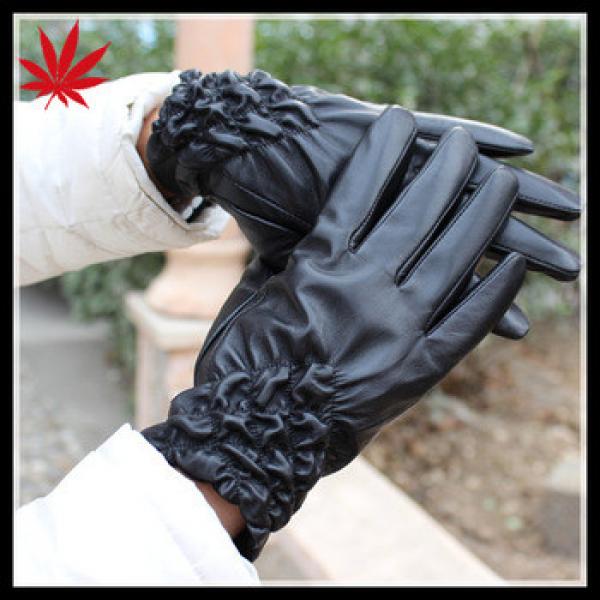 Women leather dressing gloves with Kevlar lined and wrinkle effect cuff #1 image