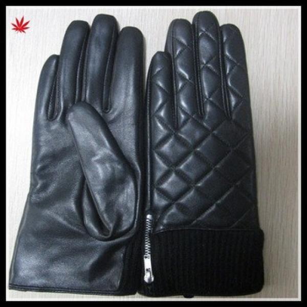 women sexy warm winter wearing knitted cuff embroidery leather glove #1 image