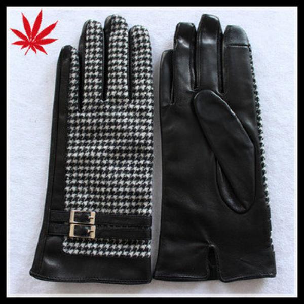 Cheap leather smart phone gloves with cloth fabric #1 image