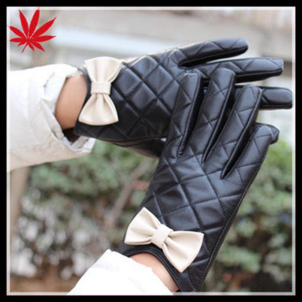Girl's gloves leather with cute bow from China #1 image